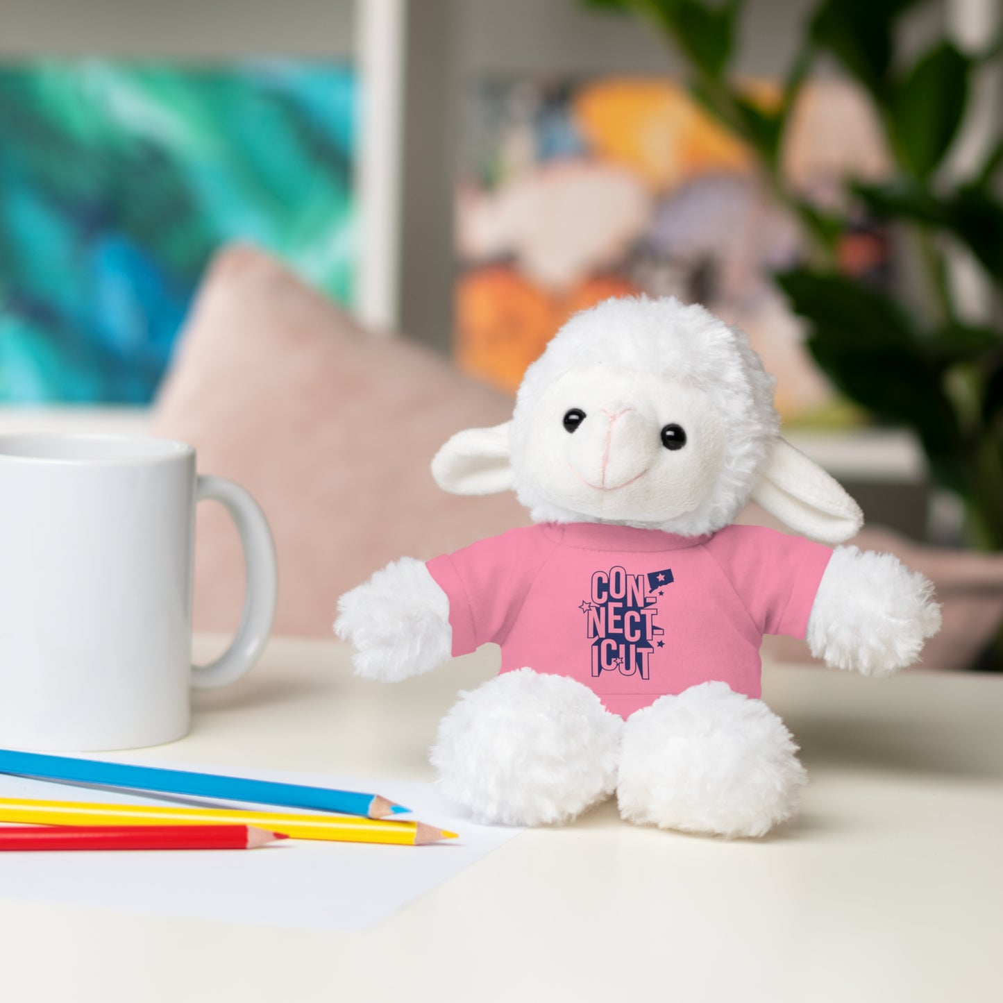 Connecticut Blue Lettering Stuffed Animals with Tee (multiple animals and colors)