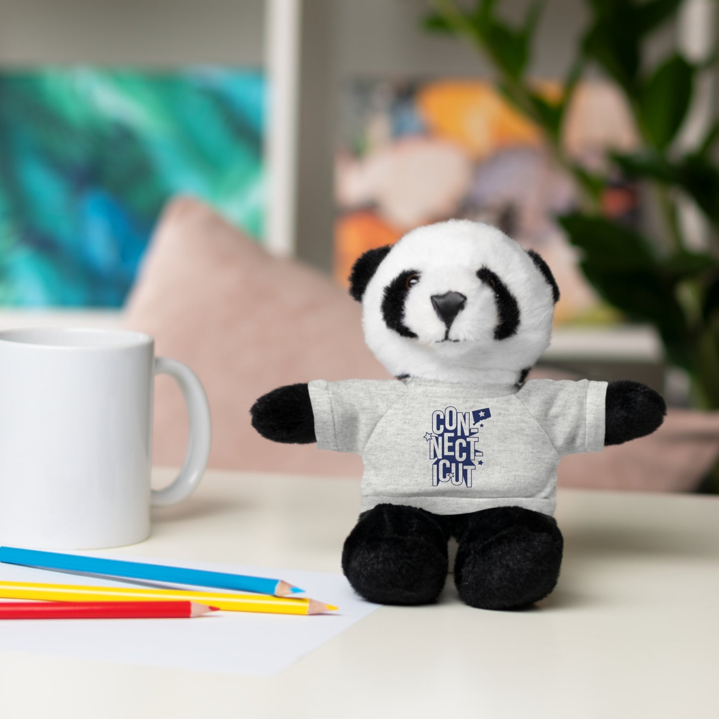 Connecticut Blue Lettering Stuffed Animals with Tee (multiple animals and colors)