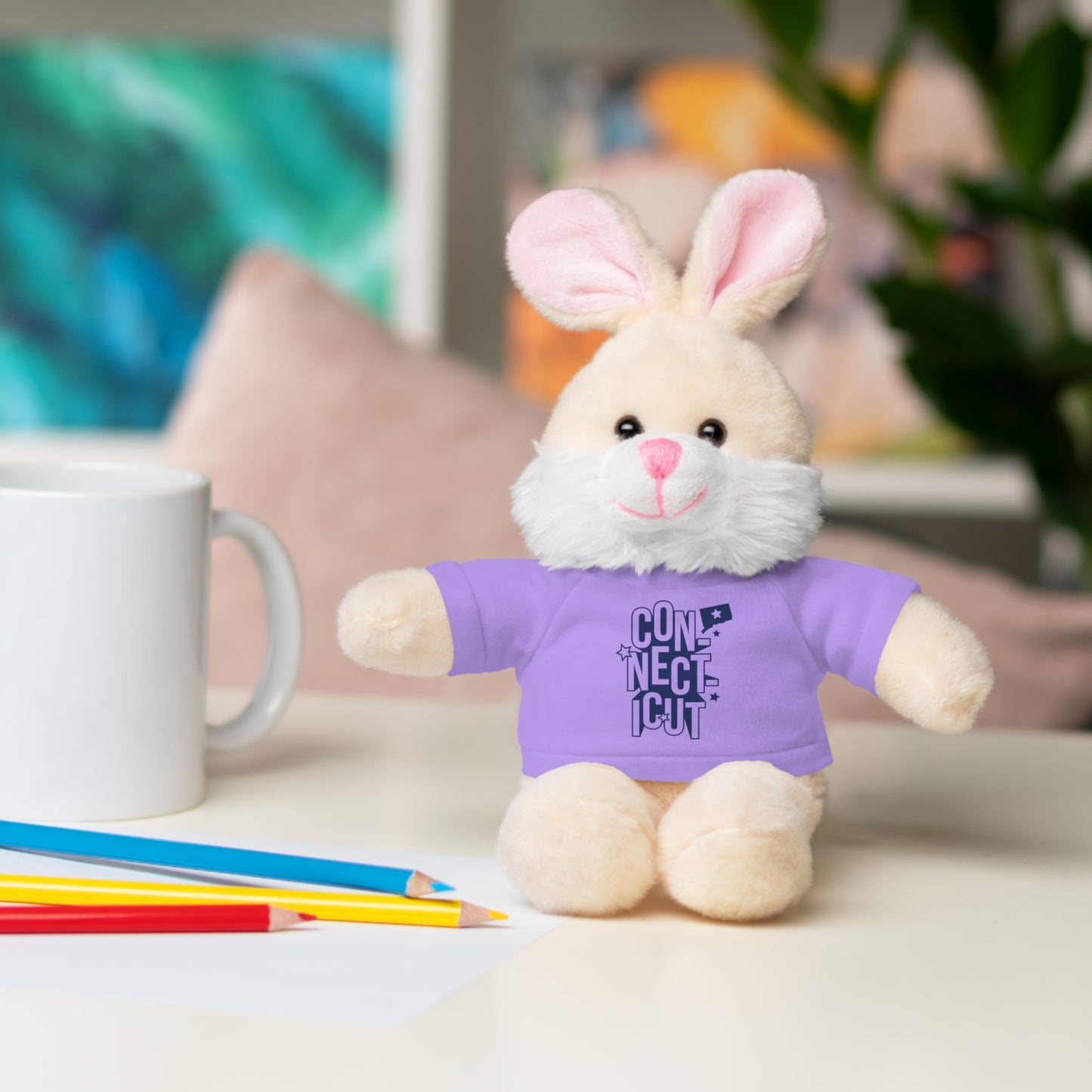 Connecticut Blue Lettering Stuffed Animals with Tee (multiple animals and colors)