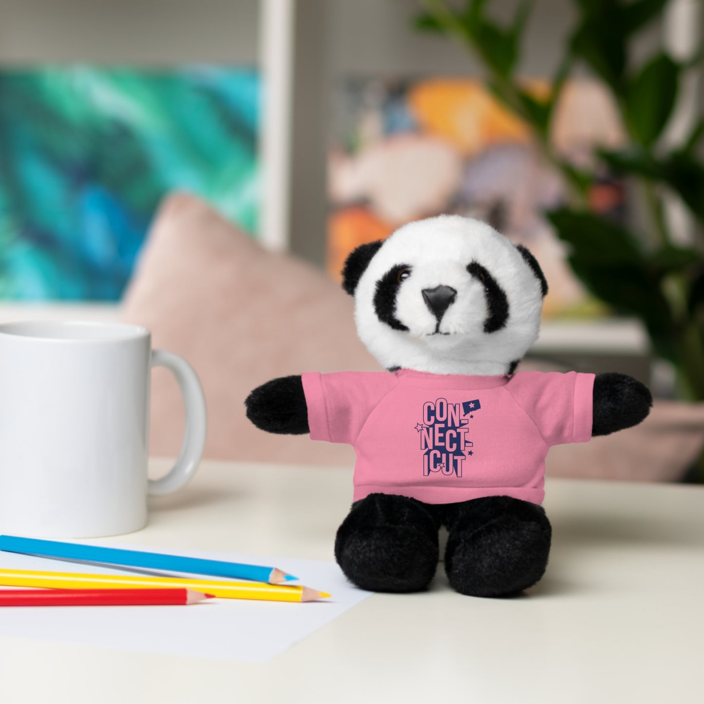 Connecticut Blue Lettering Stuffed Animals with Tee (multiple animals and colors)