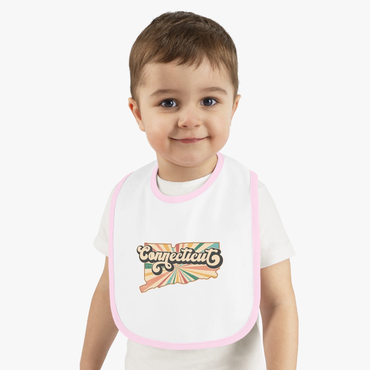 Connecticut Groovy Baby Contrast Trim Jersey Bib