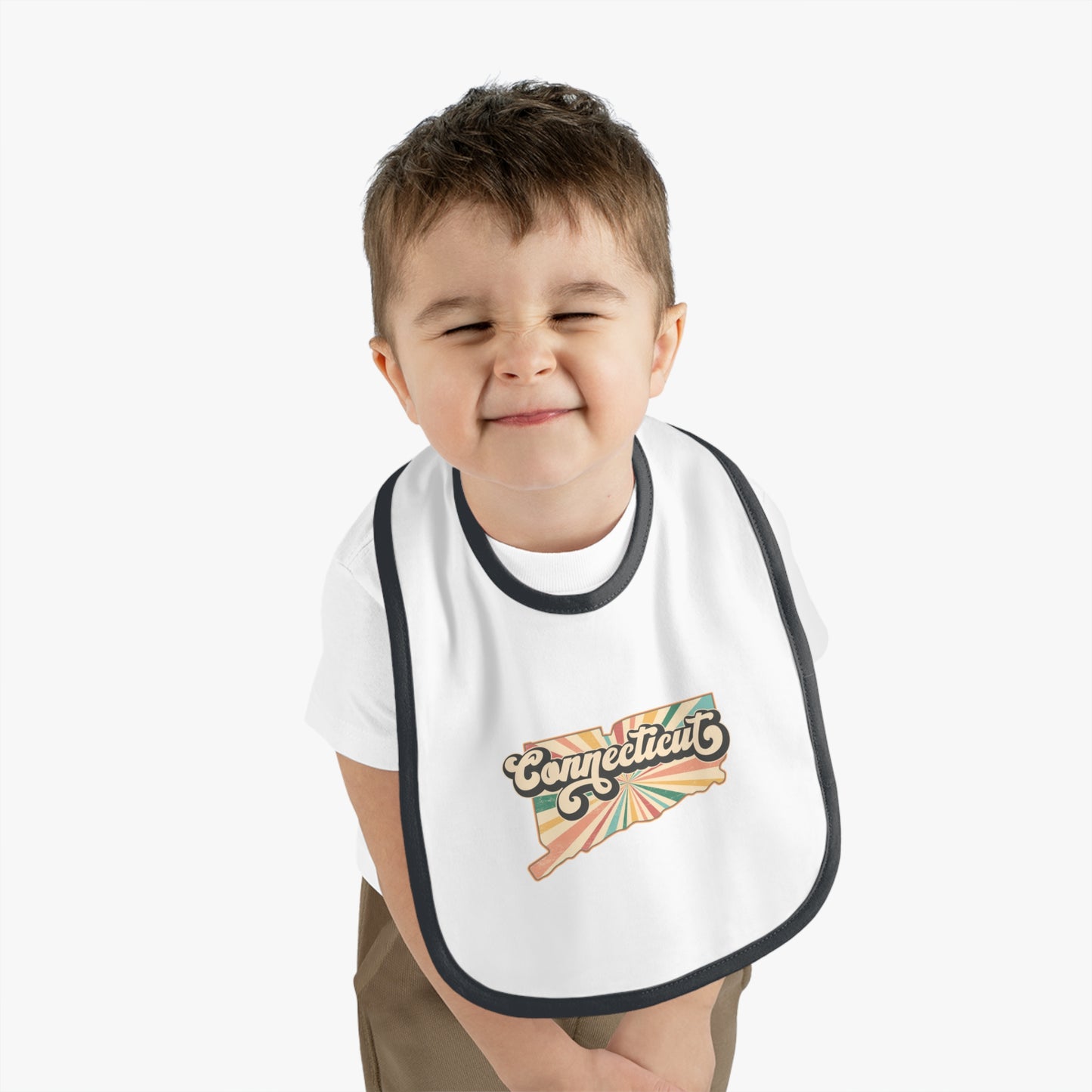 Connecticut Groovy Baby Contrast Trim Jersey Bib
