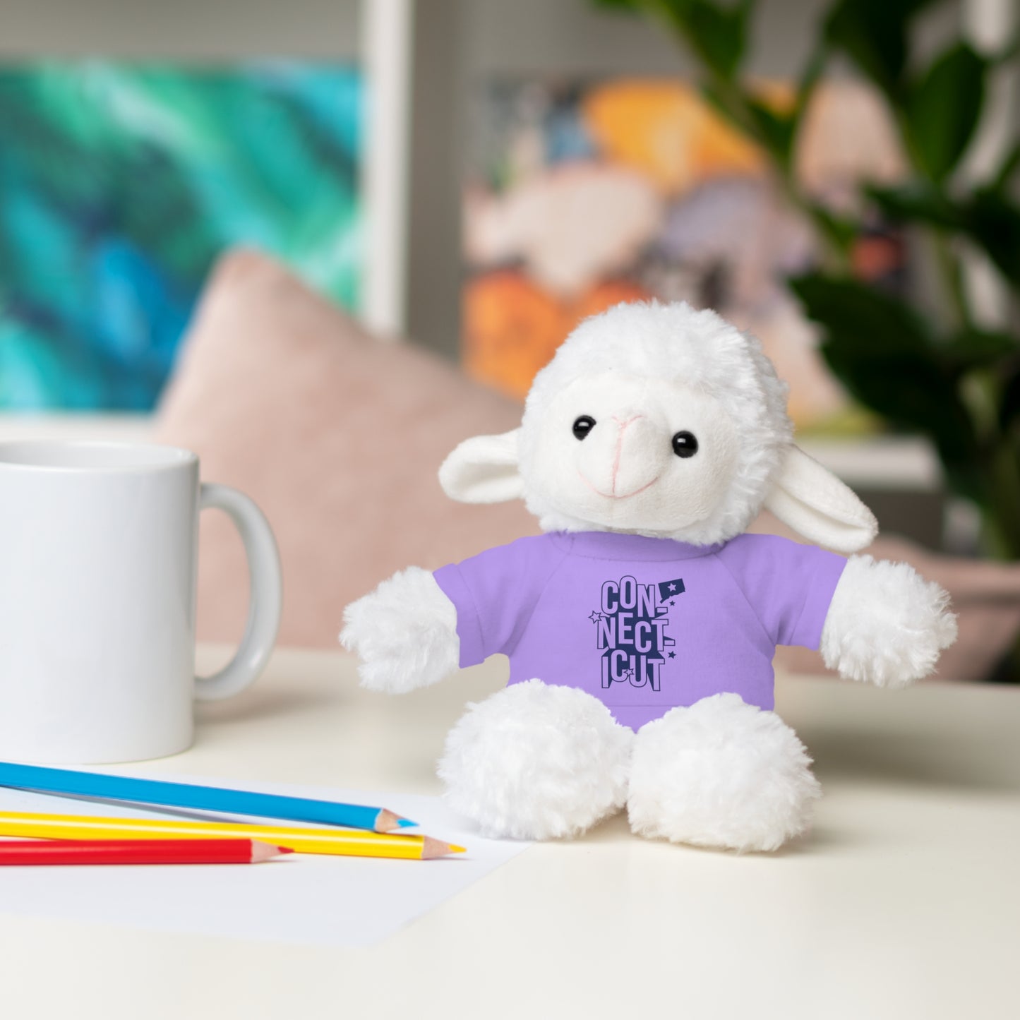 Connecticut Blue Lettering Stuffed Animals with Tee (multiple animals and colors)