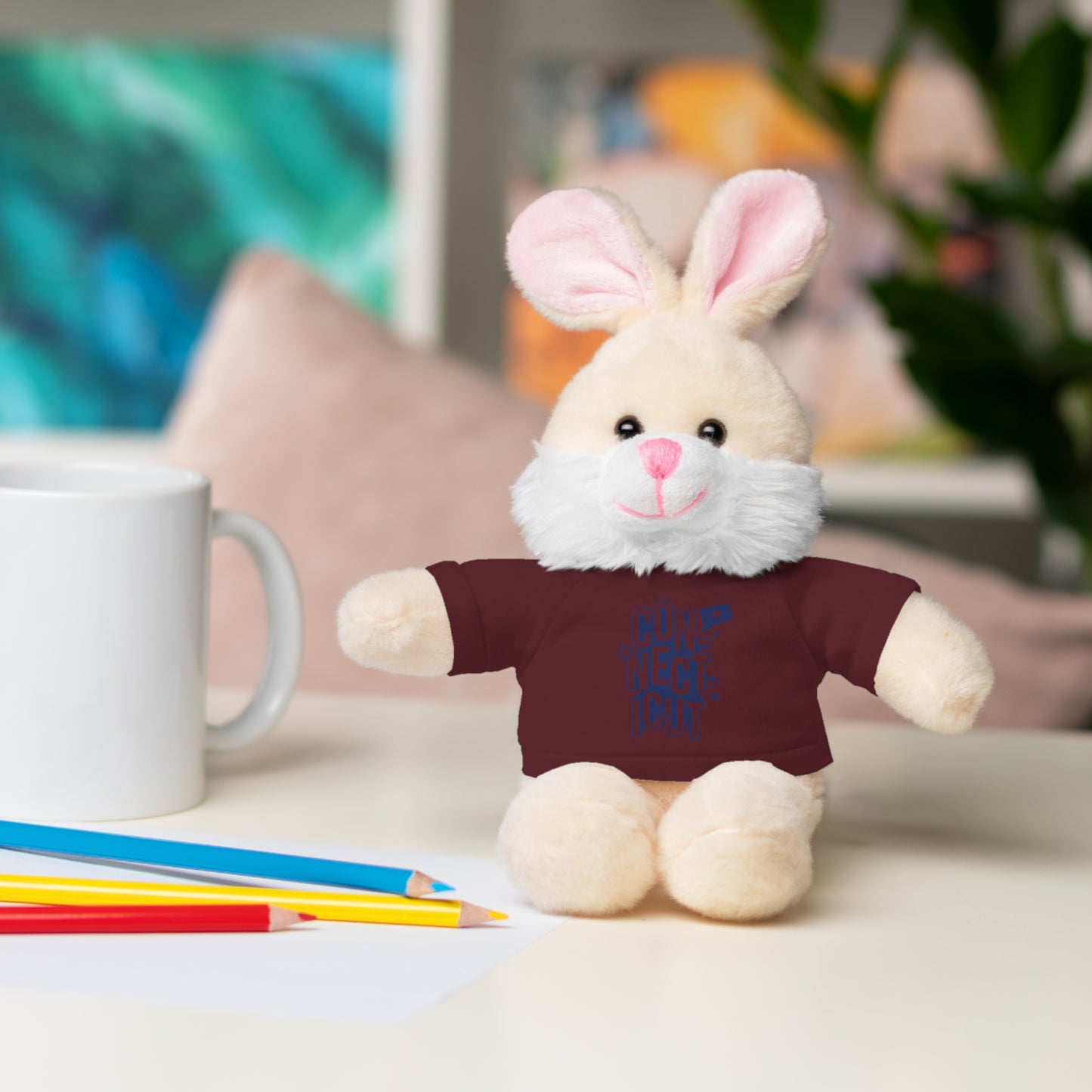 Connecticut Blue Lettering Stuffed Animals with Tee (multiple animals and colors)