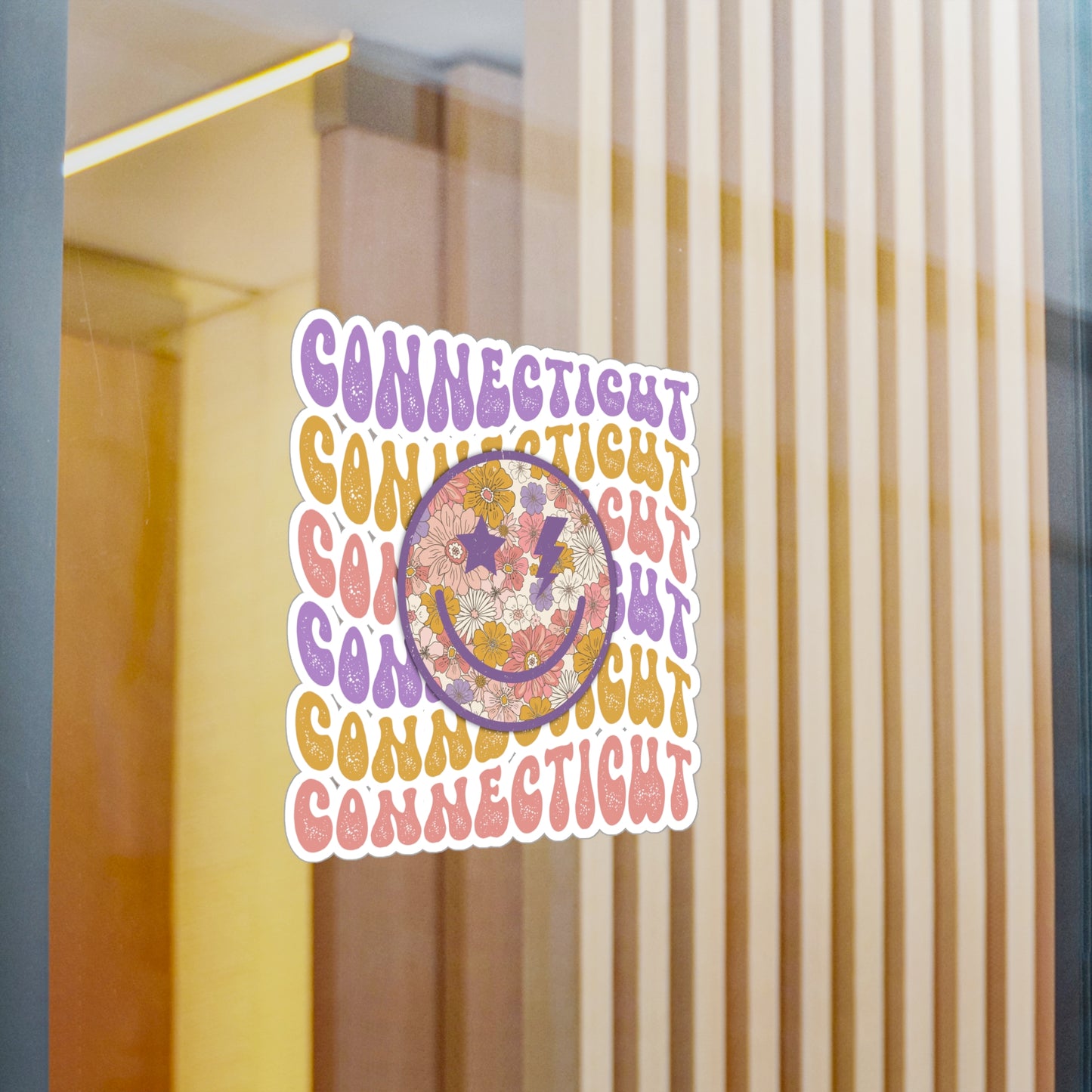 Connecticut Smiley Groovy Vinyl Decals