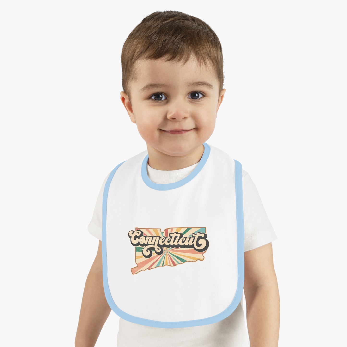 Connecticut Groovy Baby Contrast Trim Jersey Bib