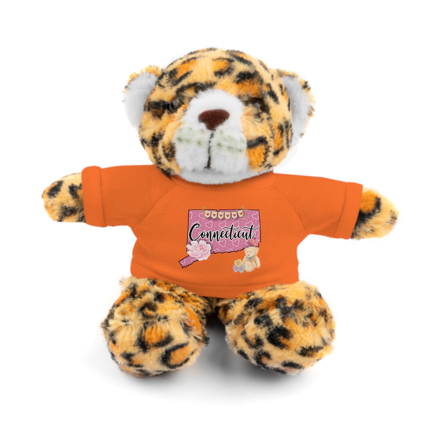 Connecticut Valentine Stuffed Animals with Tee (choose from many animals and colors)
