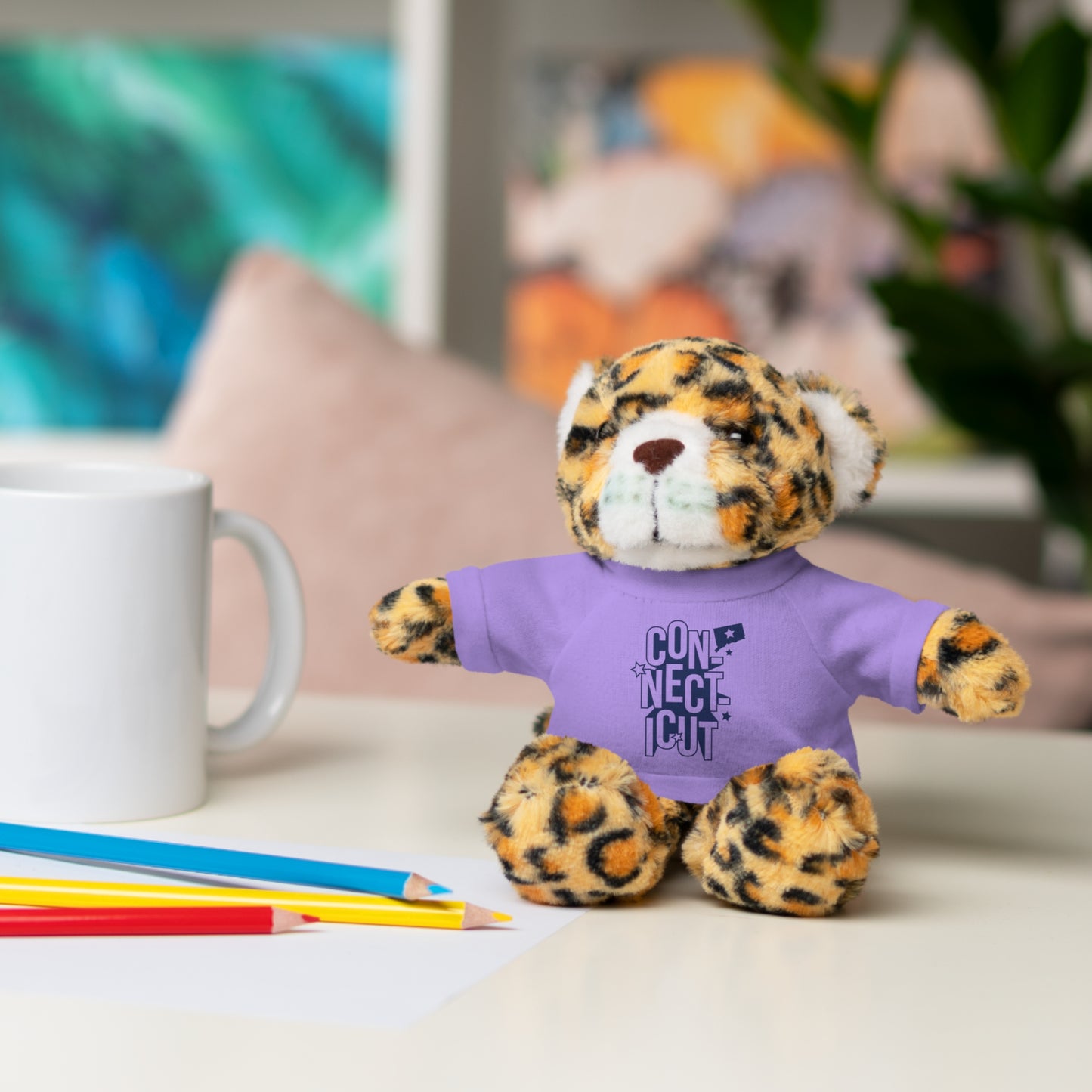 Connecticut Blue Lettering Stuffed Animals with Tee (multiple animals and colors)