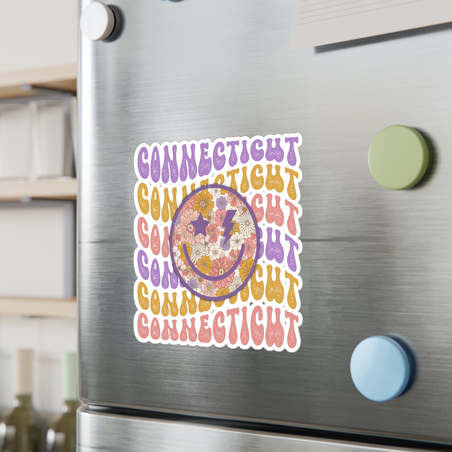 Connecticut Smiley Groovy Vinyl Decals