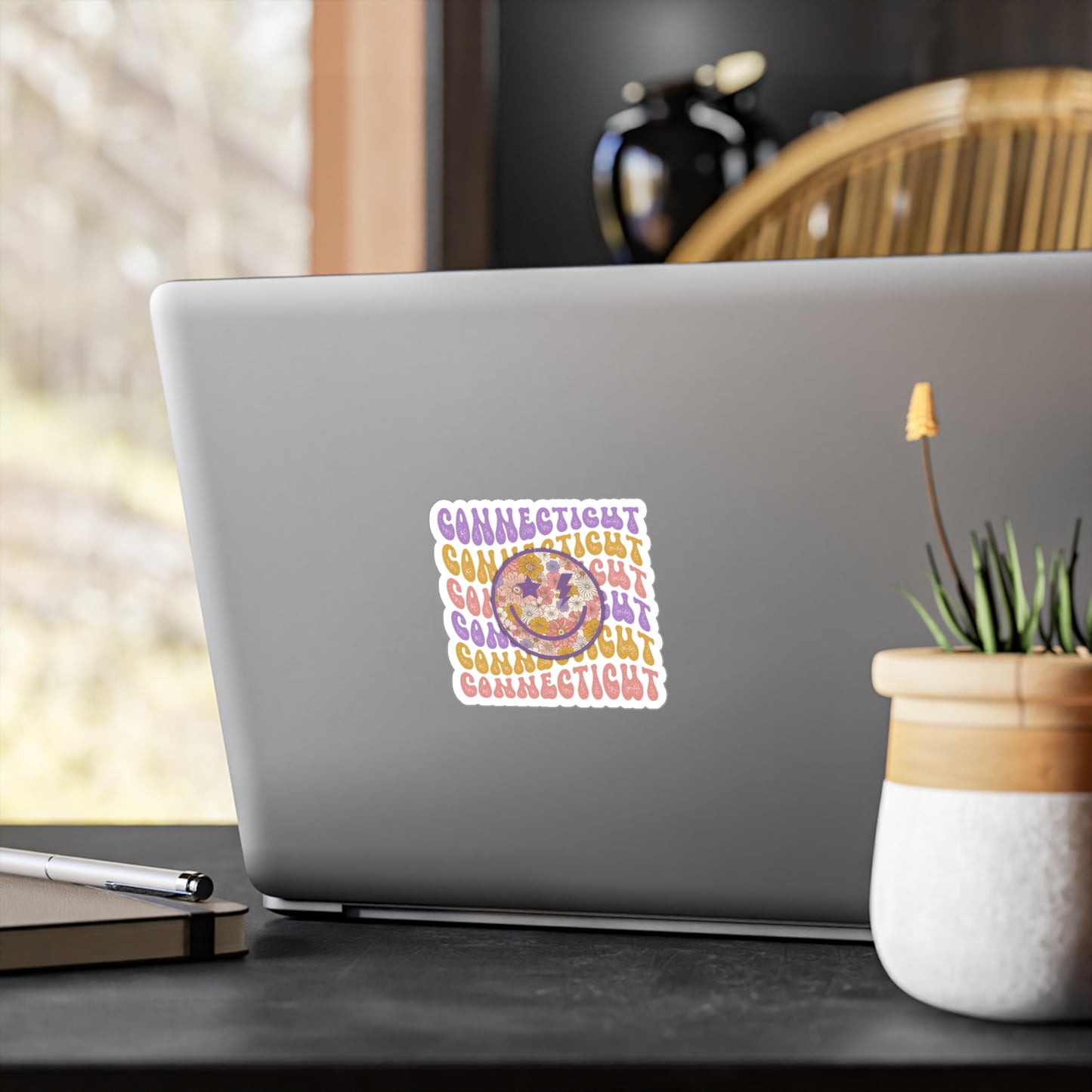 Connecticut Smiley Groovy Vinyl Decals