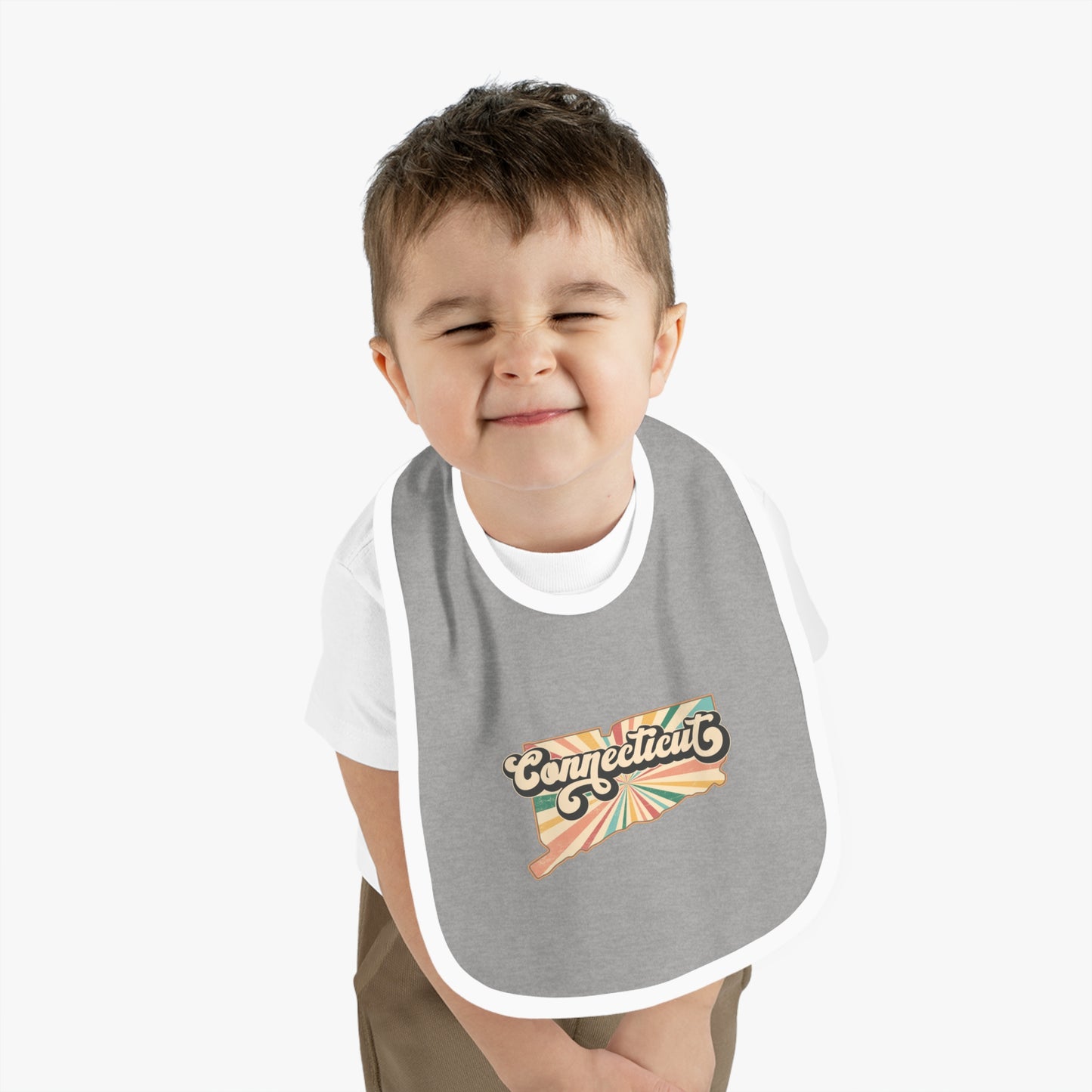 Connecticut Groovy Baby Contrast Trim Jersey Bib