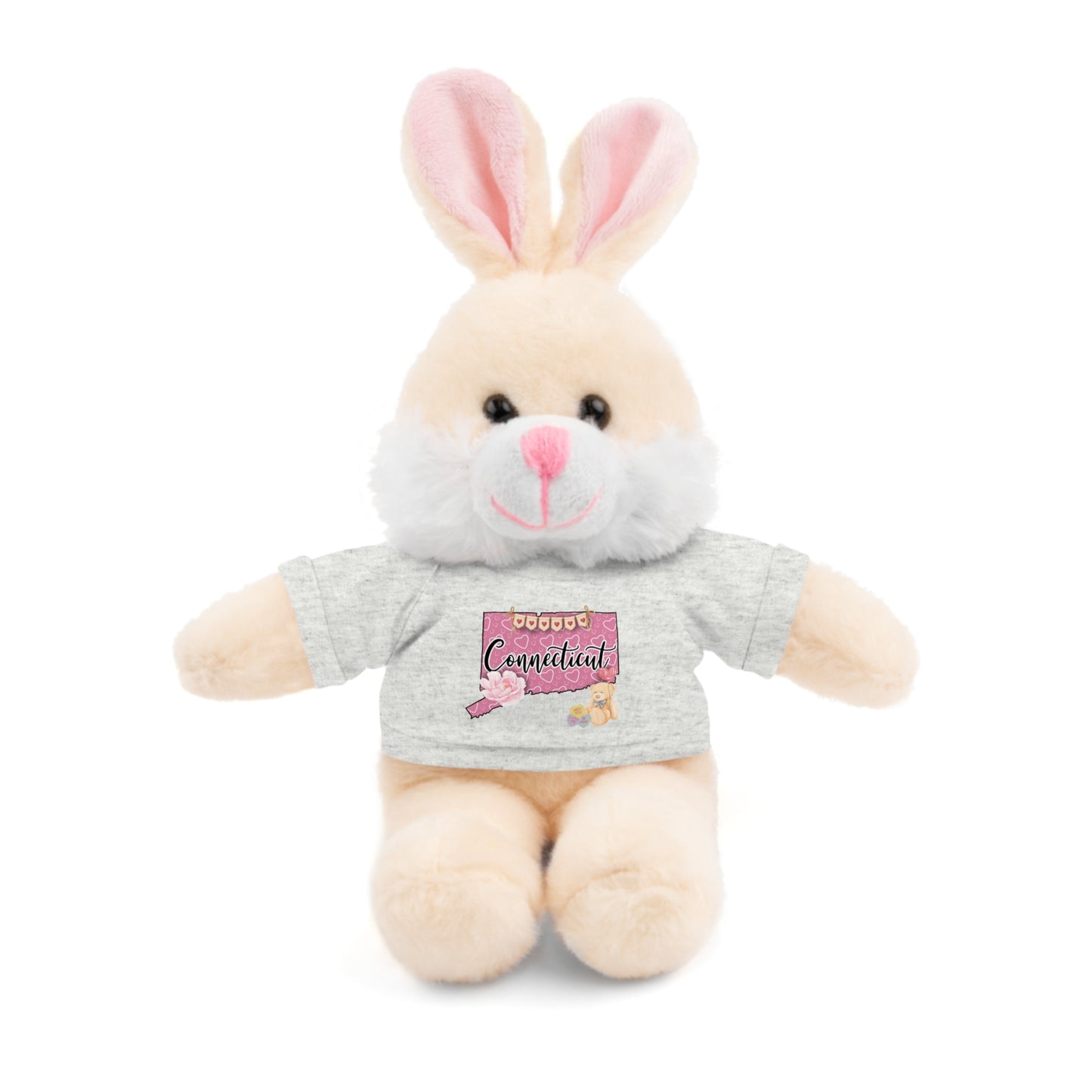 Connecticut Valentine Stuffed Animals with Tee (choose from many animals and colors)