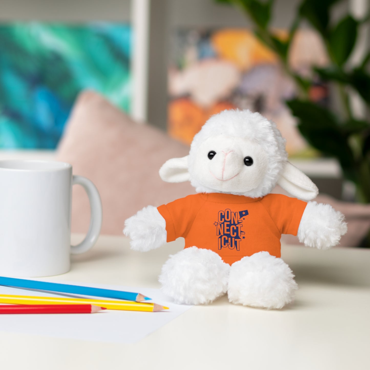 Connecticut Blue Lettering Stuffed Animals with Tee (multiple animals and colors)