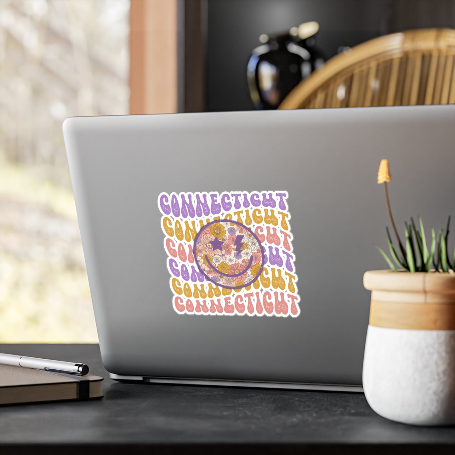 Connecticut Smiley Groovy Vinyl Decals