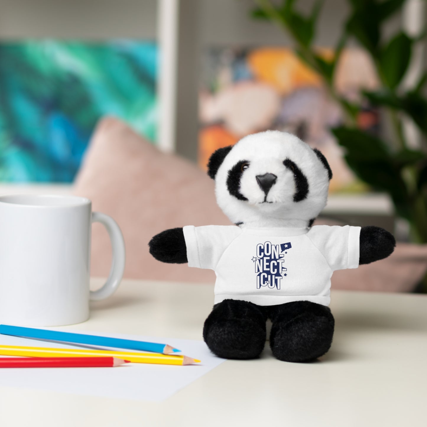 Connecticut Blue Lettering Stuffed Animals with Tee (multiple animals and colors)