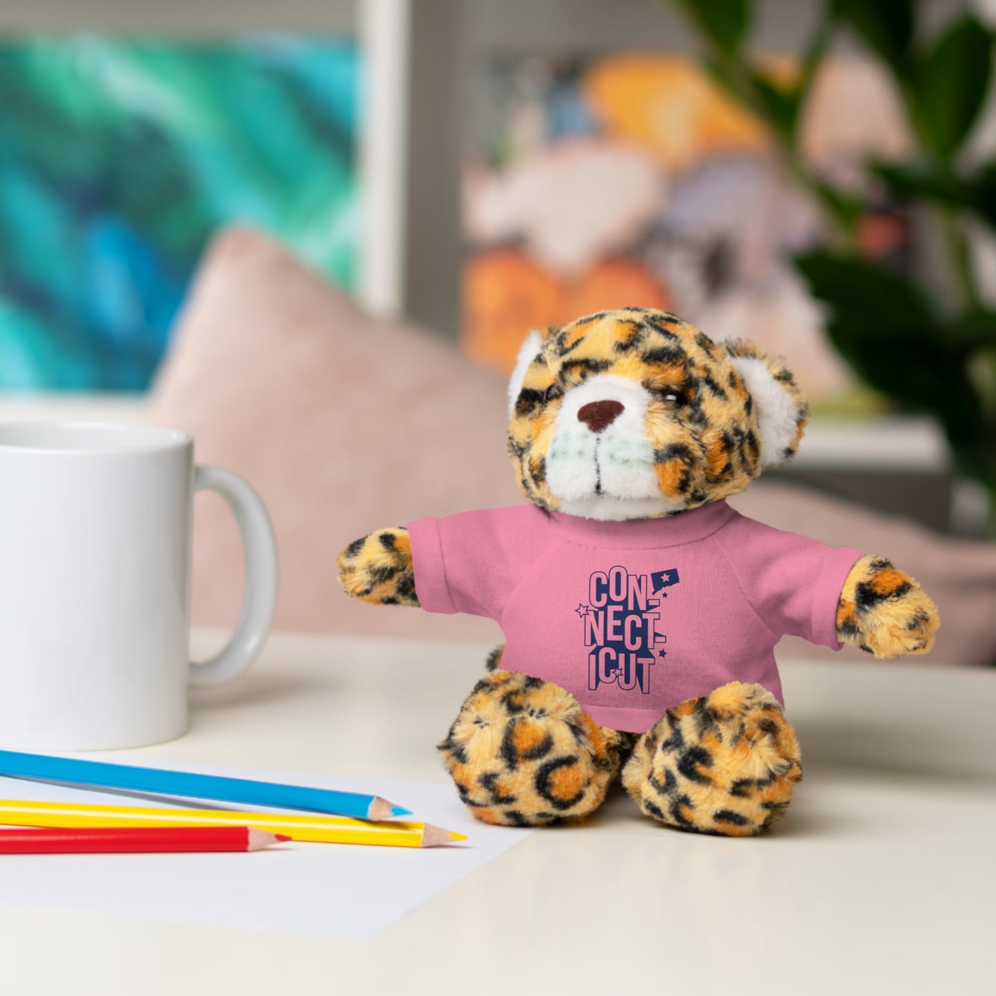 Connecticut Blue Lettering Stuffed Animals with Tee (multiple animals and colors)