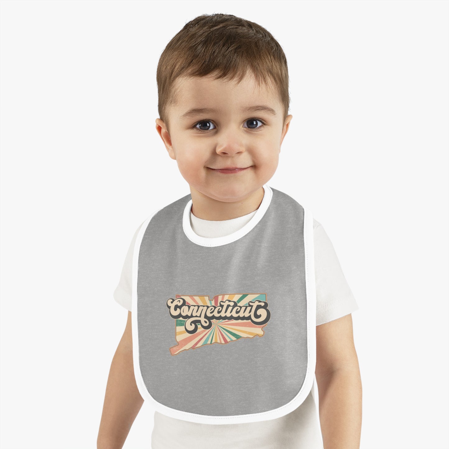 Connecticut Groovy Baby Contrast Trim Jersey Bib