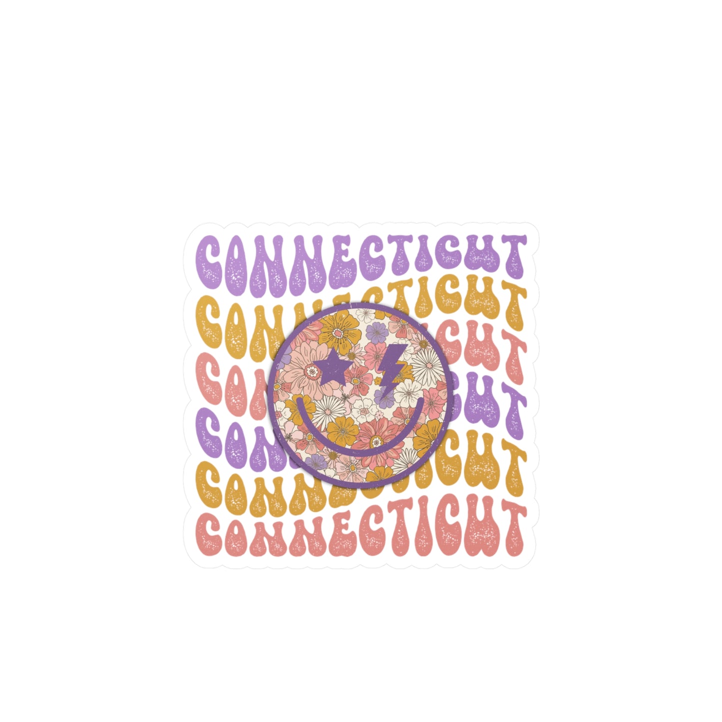 Connecticut Smiley Groovy Vinyl Decals
