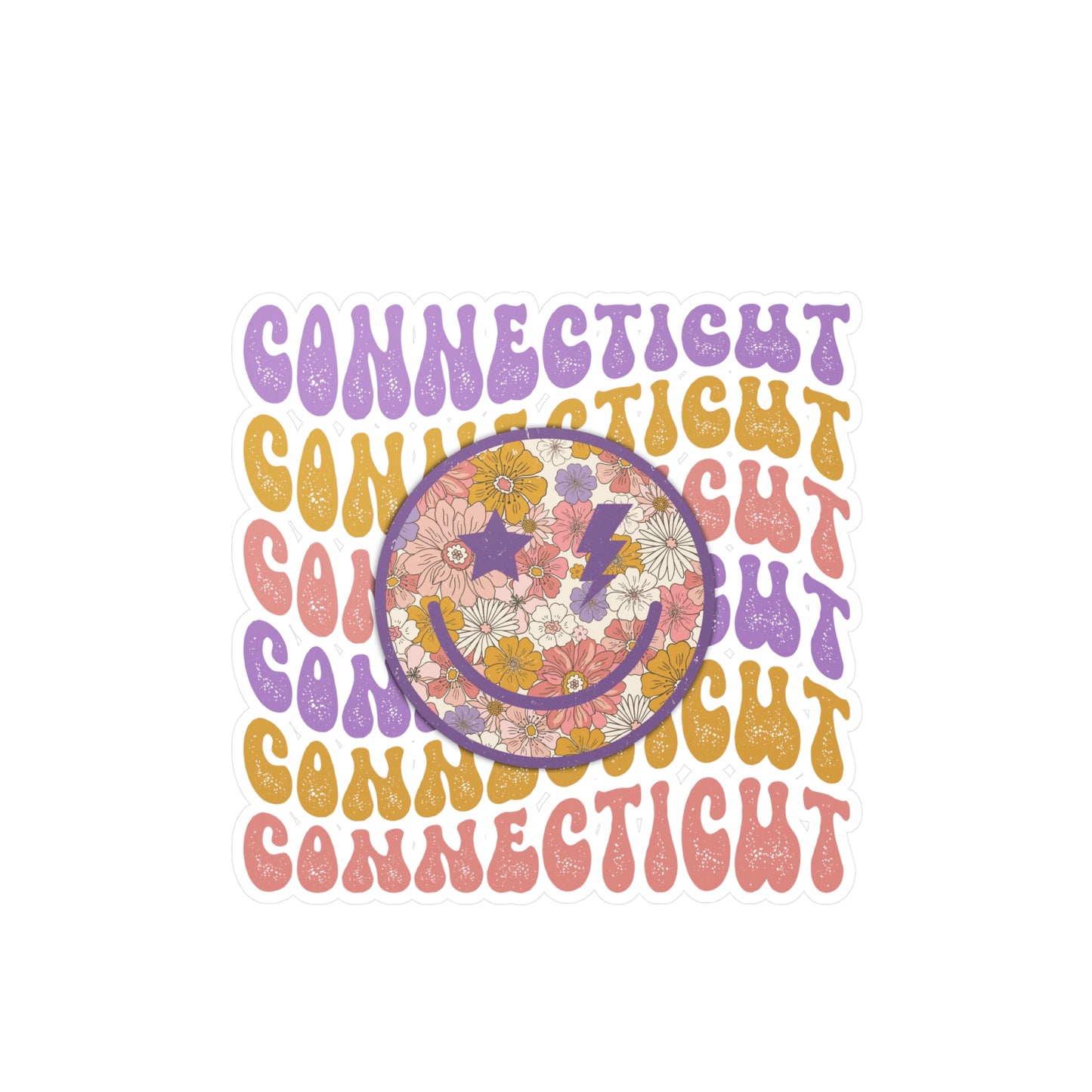 Connecticut Smiley Groovy Vinyl Decals