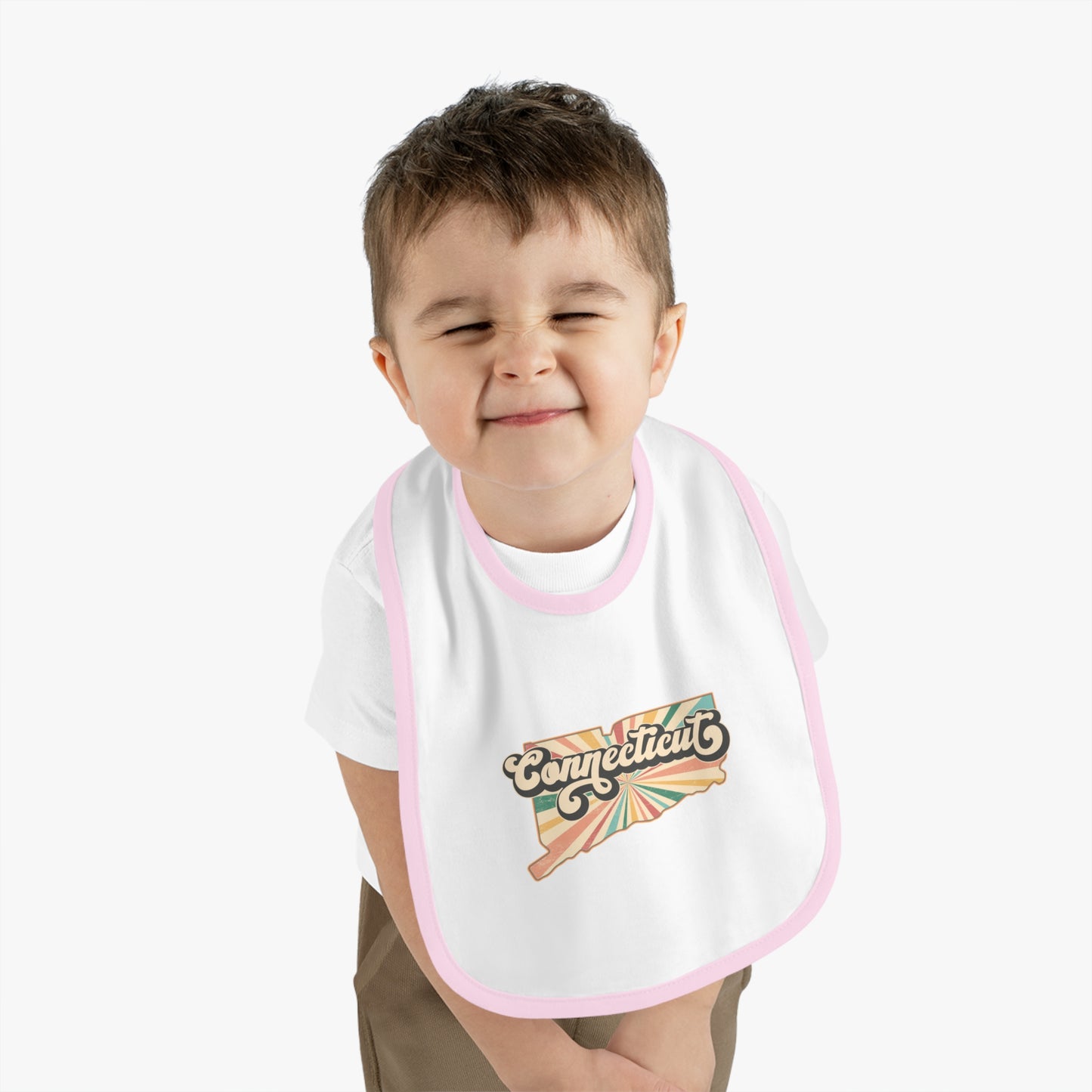 Connecticut Groovy Baby Contrast Trim Jersey Bib