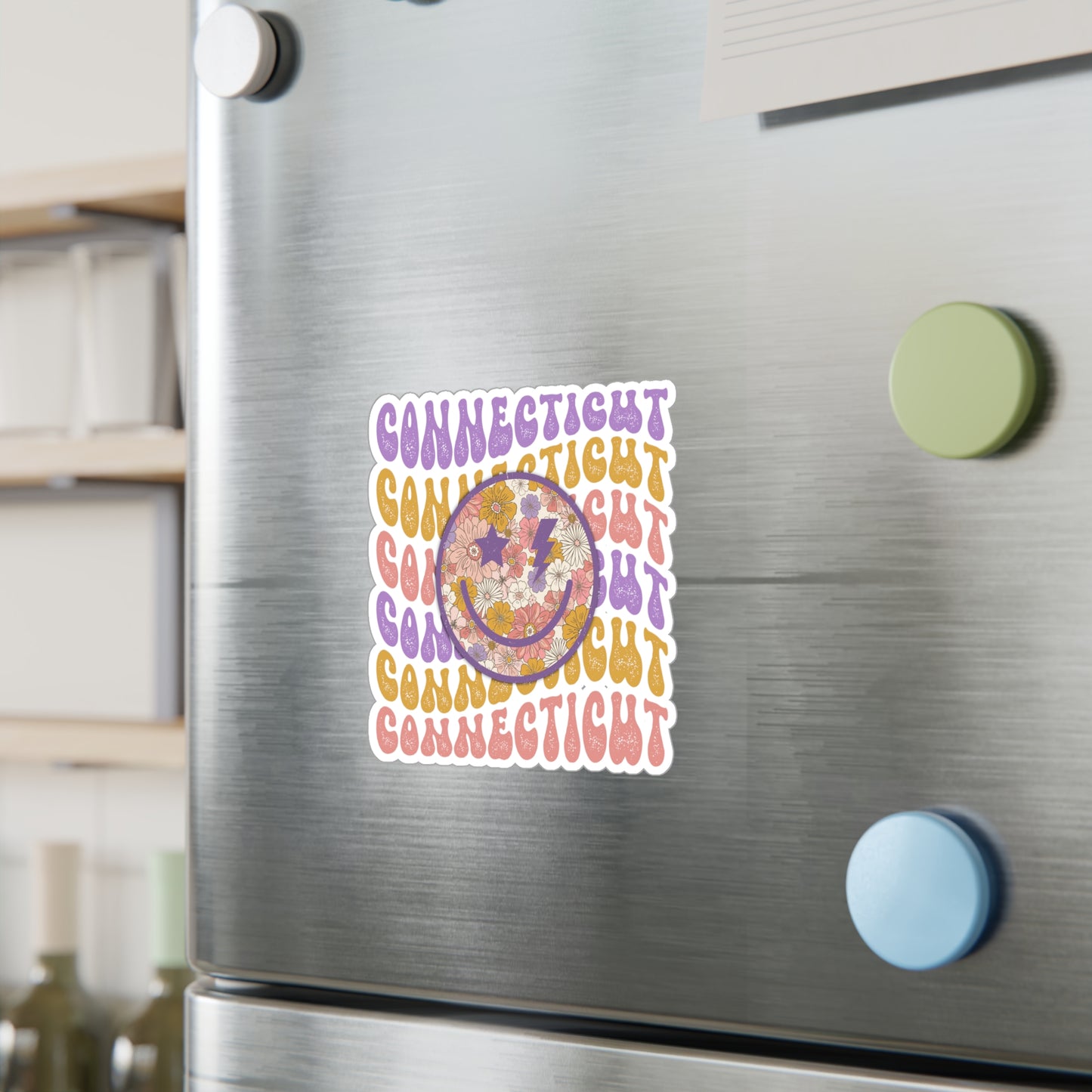 Connecticut Smiley Groovy Vinyl Decals