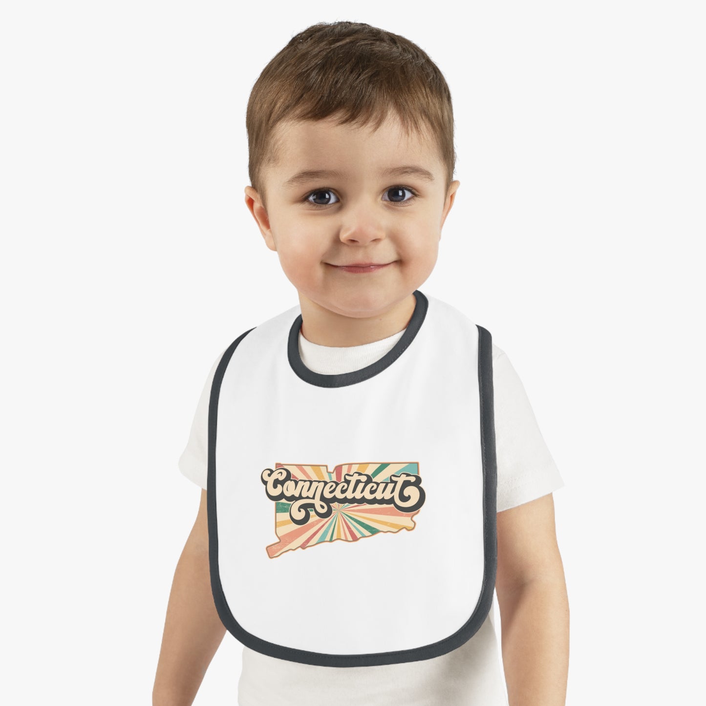 Connecticut Groovy Baby Contrast Trim Jersey Bib