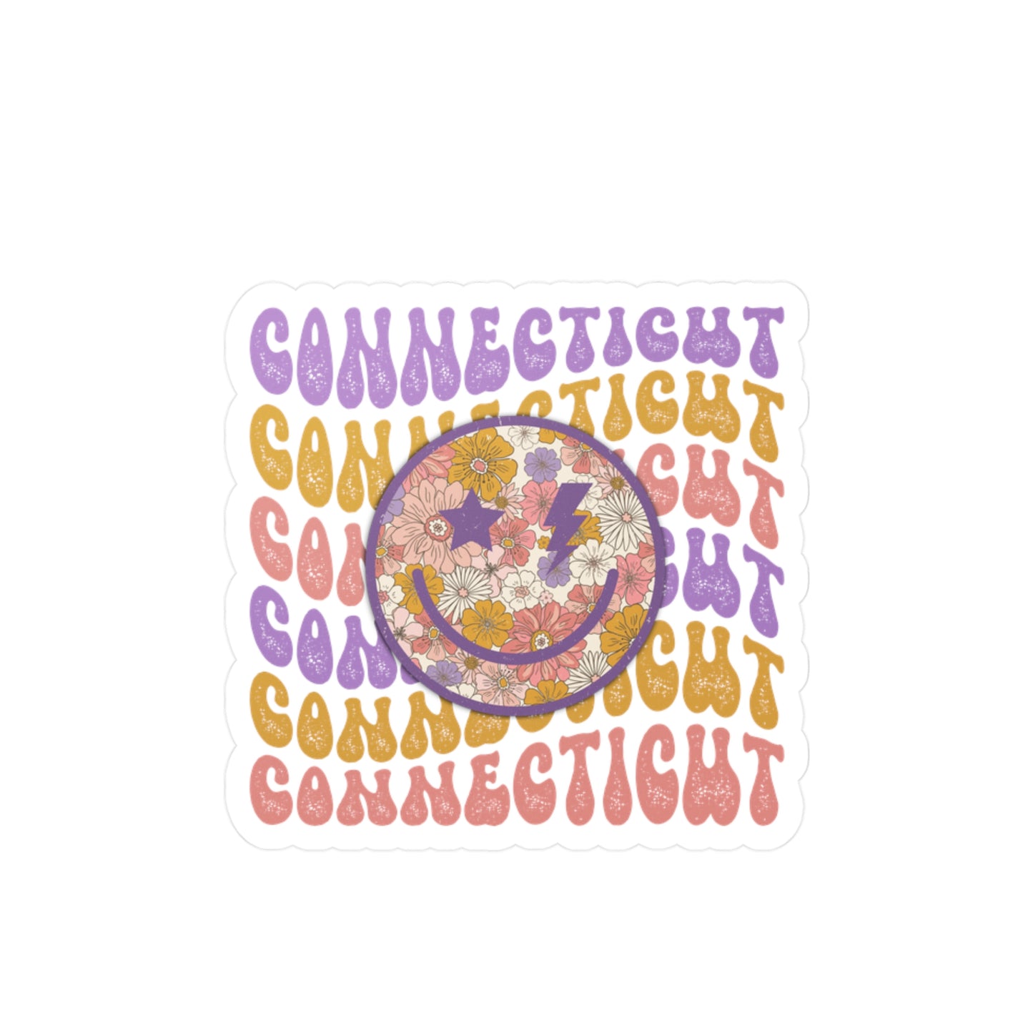 Connecticut Smiley Groovy Vinyl Decals