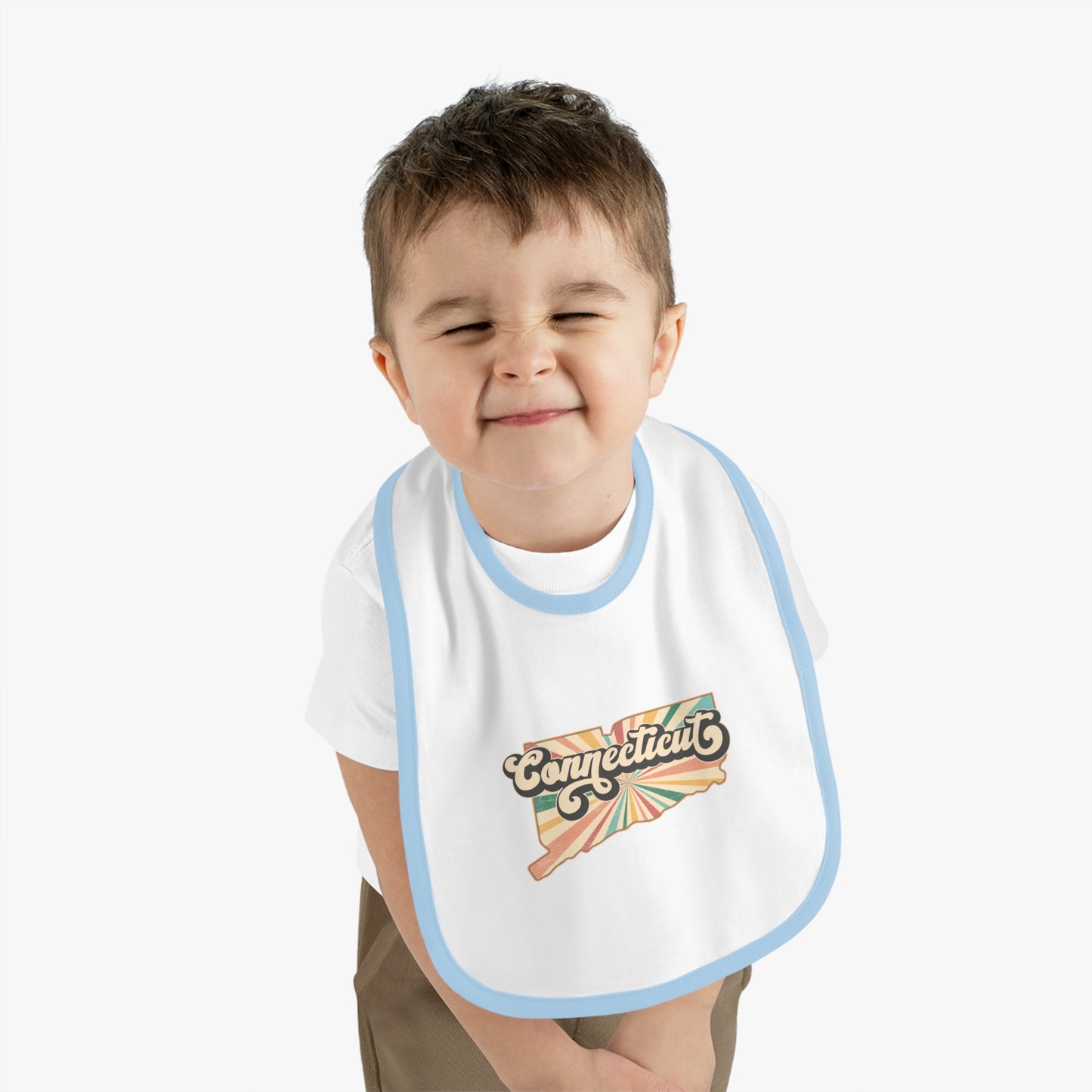Connecticut Groovy Baby Contrast Trim Jersey Bib