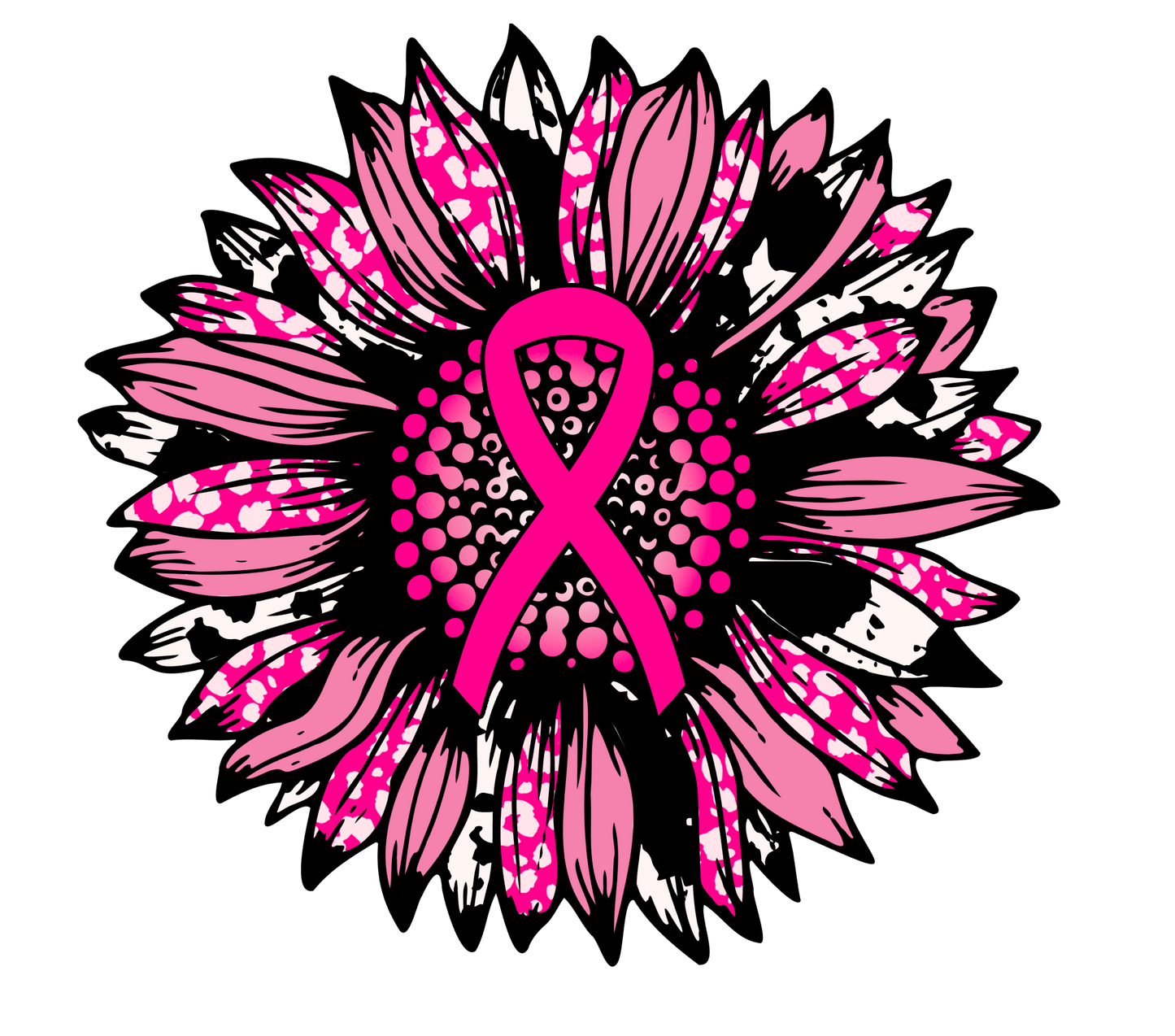 Pink Ribbon Sunflower Adult Tshirt