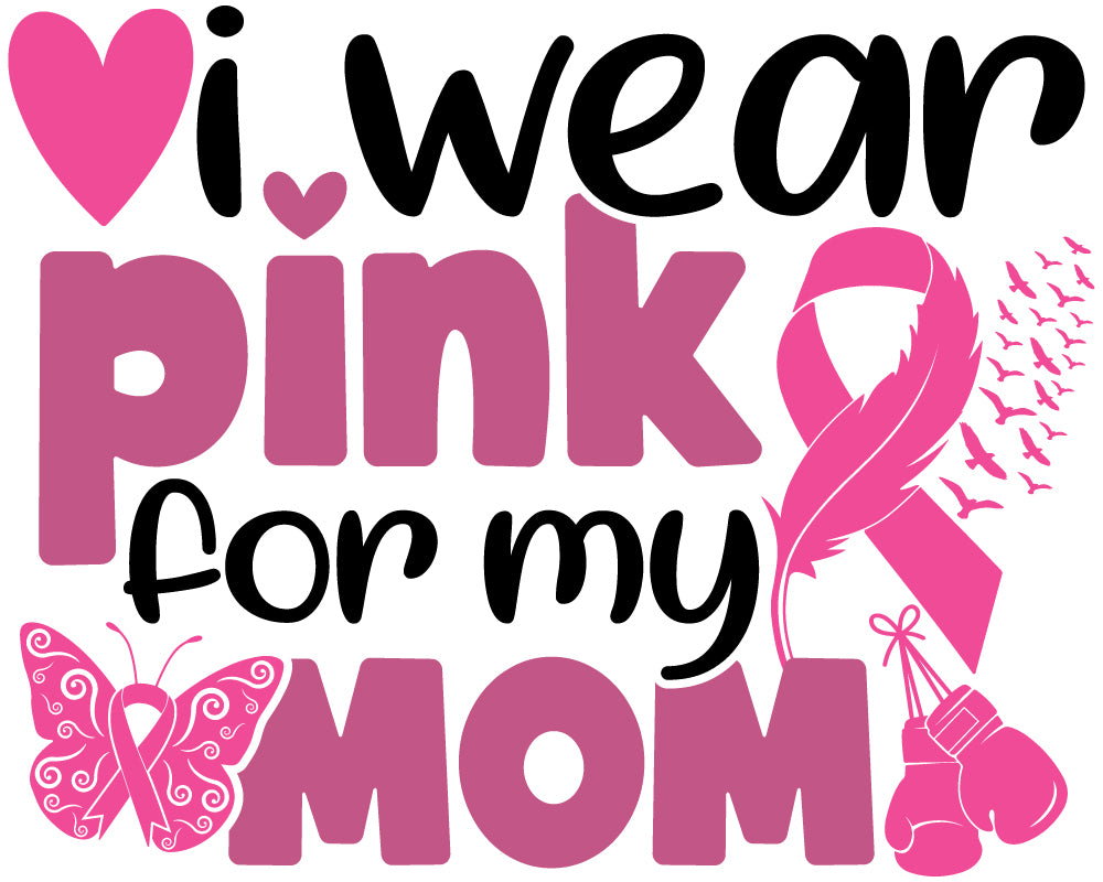 Breast Cancer - I Wear Pink for My Mom Butterfly Youth and Adult Sizes Softstyle Tee