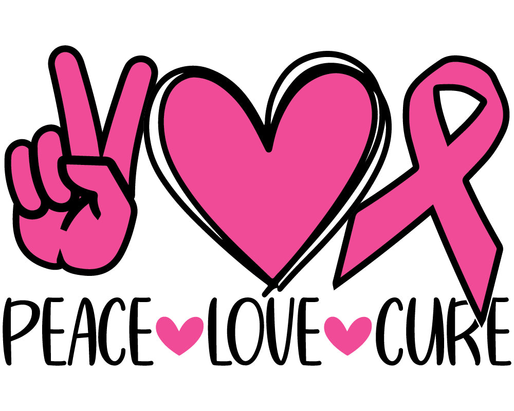 Breast Cancer - Peace Love Cure Youth and Adult Sizes Softstyle Tee