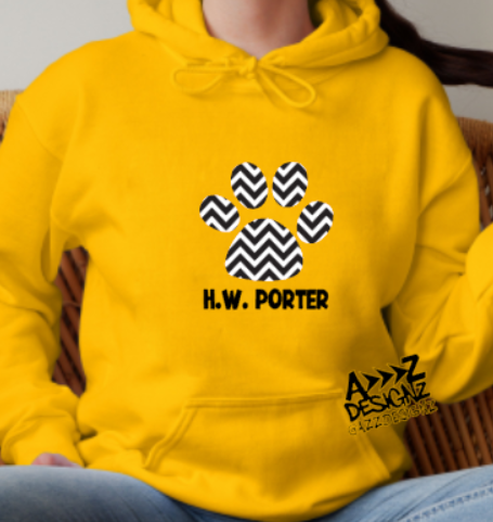 H.W. Porter Chevron Adult Gildan Softstyle Hooded Sweatshirt- Custom Personalization!