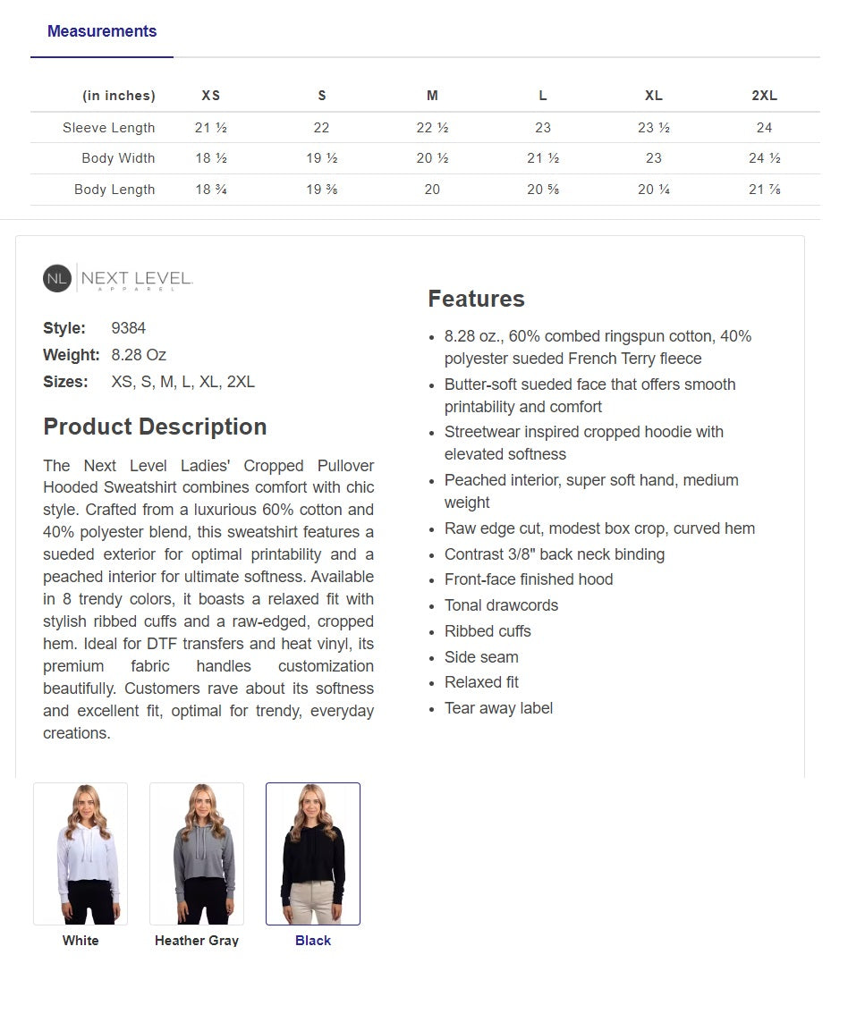 Law Dogs Lady NL crop hoodie Adult. Multiple Colors - Customizable