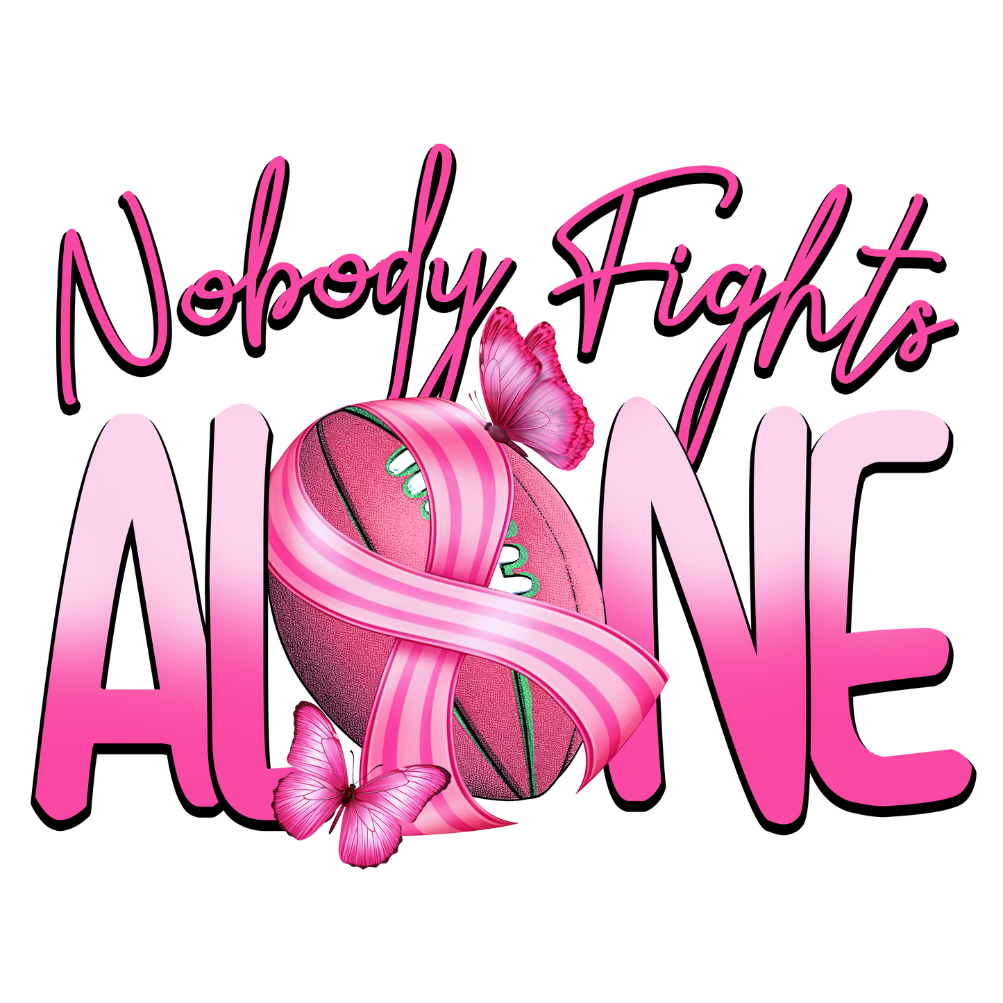 Breast Cancer - Nobody Fights Alone Football Youth and Adult Sizes Softstyle Tee