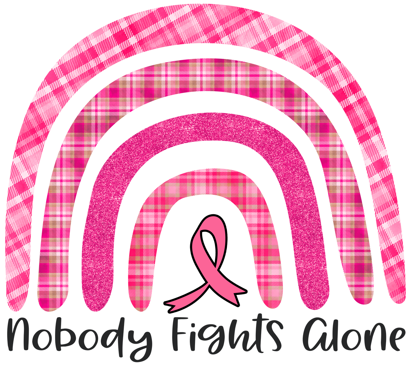 Pink Ribbon Nobody Fights Alone Adult Tshirt