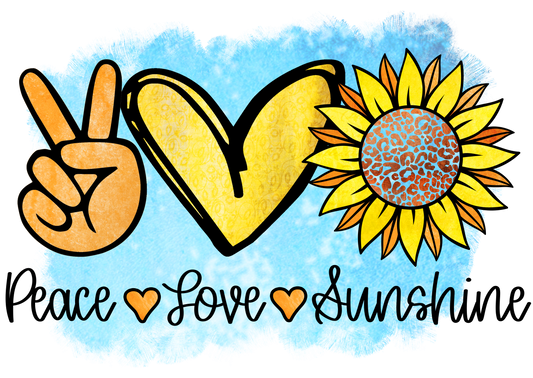 Sunflower Peace Love Sunshine Blue Adult Tshirt