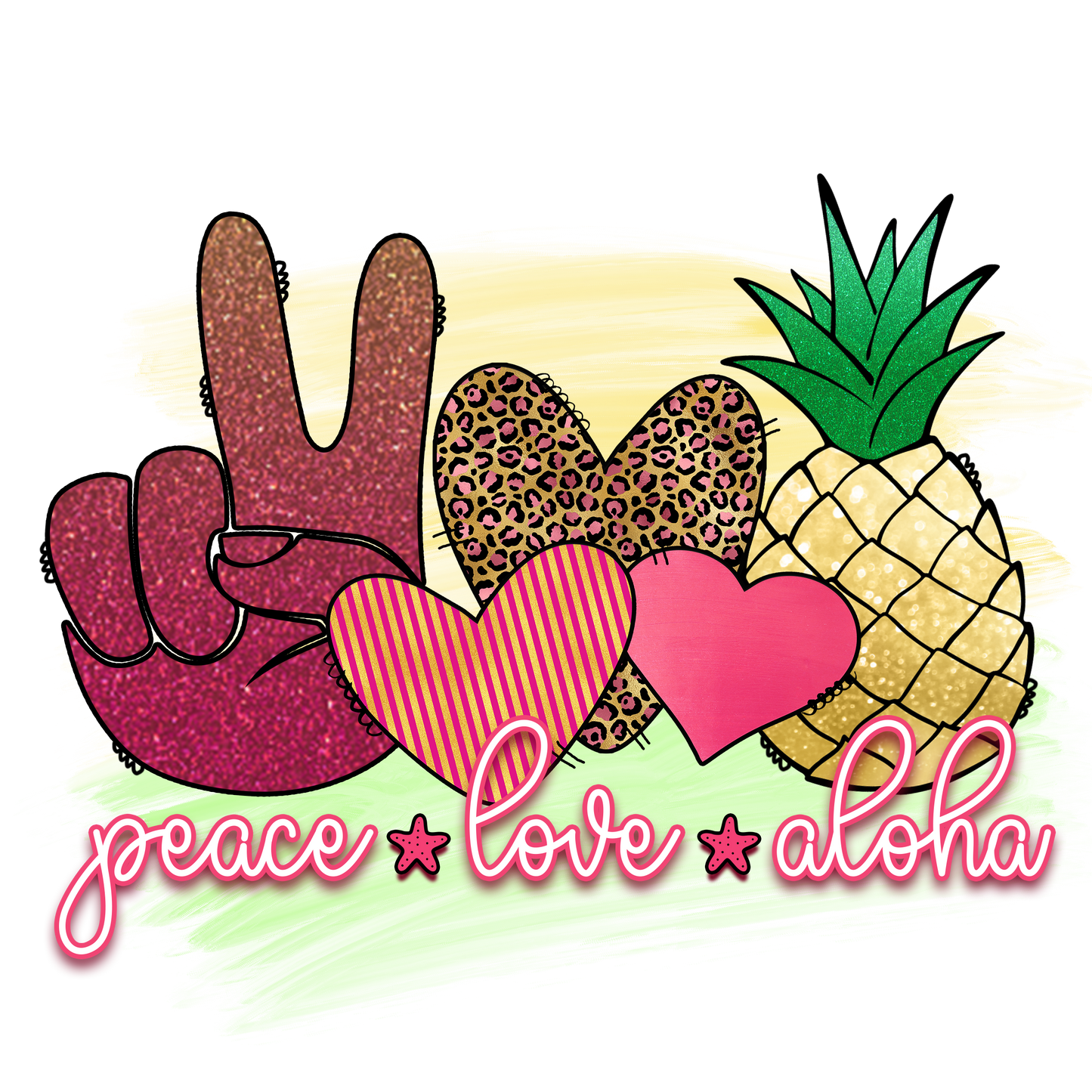 Peace Love Aloha Adult Tshirt
