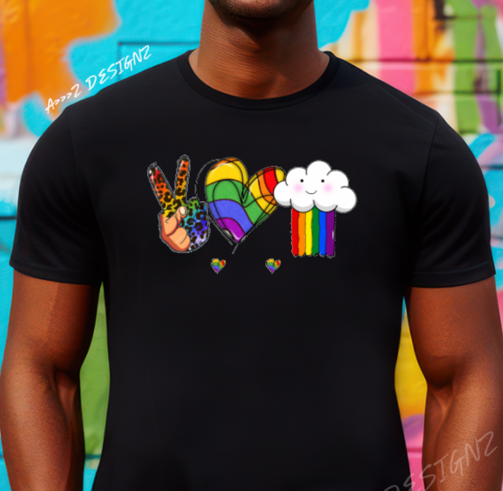 LGBTQ+ Peace Love Rainbow Adult Tshirt