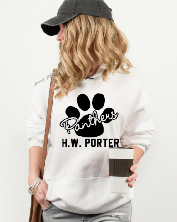 H.W. Porter Panthers Cursive Youth to Adult Gildan Hoodie – AZDesignz