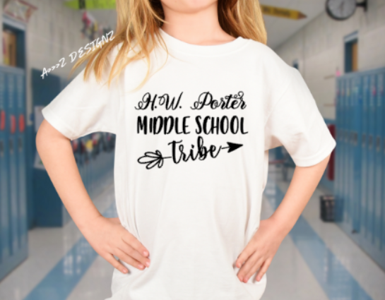 H.W Porter Middle School Tribe Youth NEW! Softstyle Tees