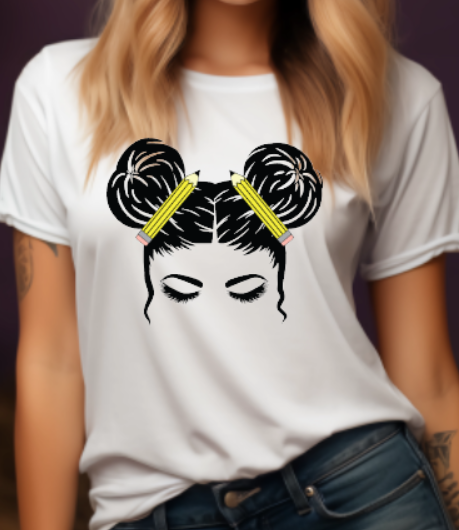 Teacher Messy Buns Adult Tshirt