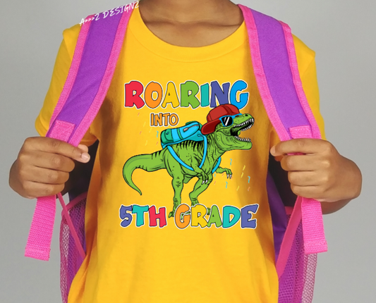 Roaring Into (Insert Grade) Dinosaur Youth Tshirt