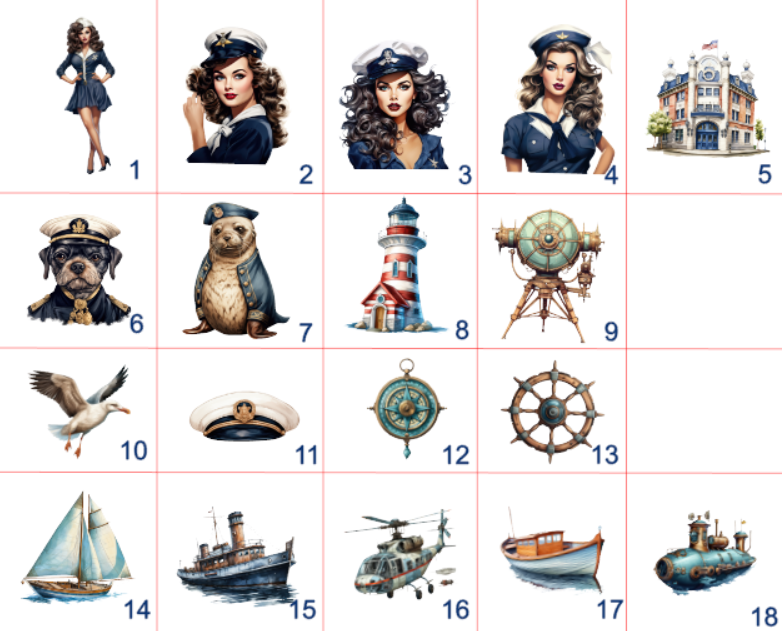 Pinup Navy Girl Bag - choose your design and bag size