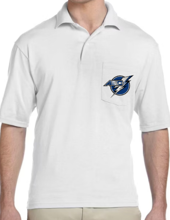 AEC Adult Unisex 5.6 oz. SpotShield™ Pocket Jersey Polo (choose custom color and logo type)