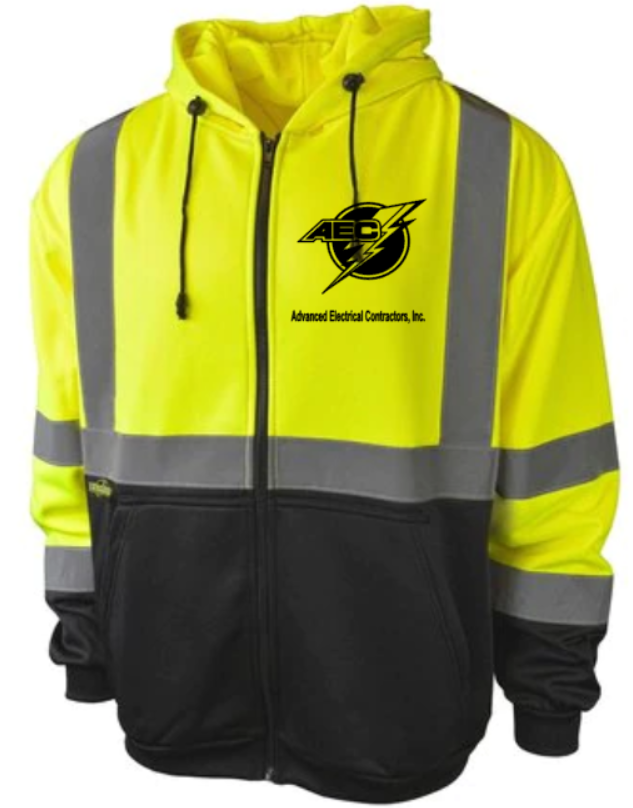 AEC Radians SJ01B-3 Class 3 Color Blocked Hooded Full Zip Sweatshirt