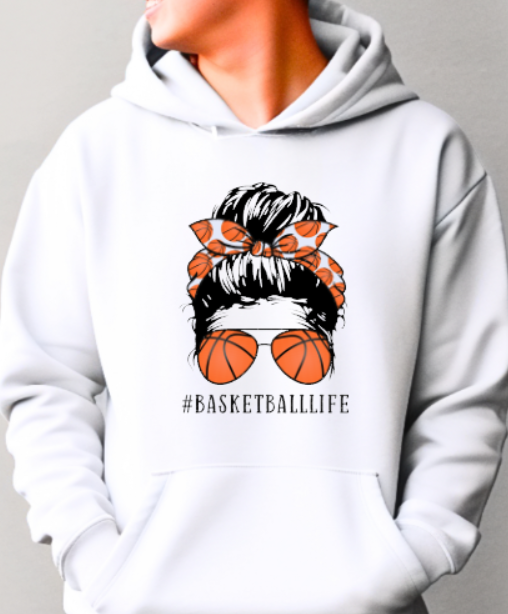 Basketball Life - Hooded Softstyle Sweatshirt YOUTH to ADULT sizes (multiple color/ layout choices)