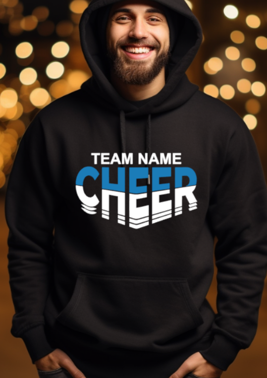 CHEER team- choose team - Hooded Softstyle Sweatshirt YOUTH to ADULT sizes (multiple color/ layout choices)