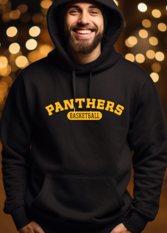 Panthers Basketball - Hooded Softstyle Sweatshirt YOUTH to ADULT sizes (multiple color/ layout choices)
