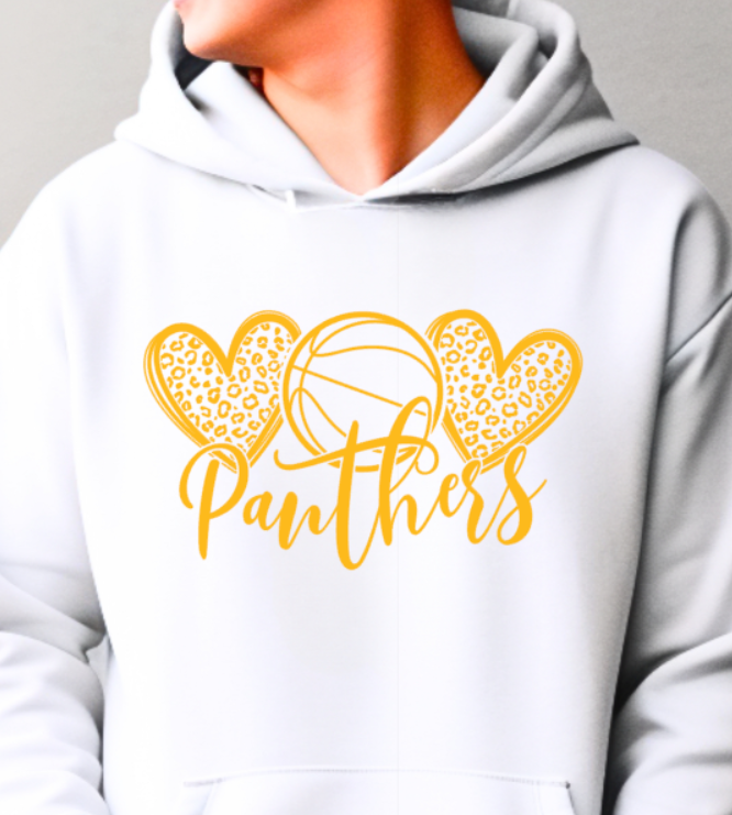 Panthers Love Basketball - Hooded Softstyle Sweatshirt YOUTH to ADULT customizable