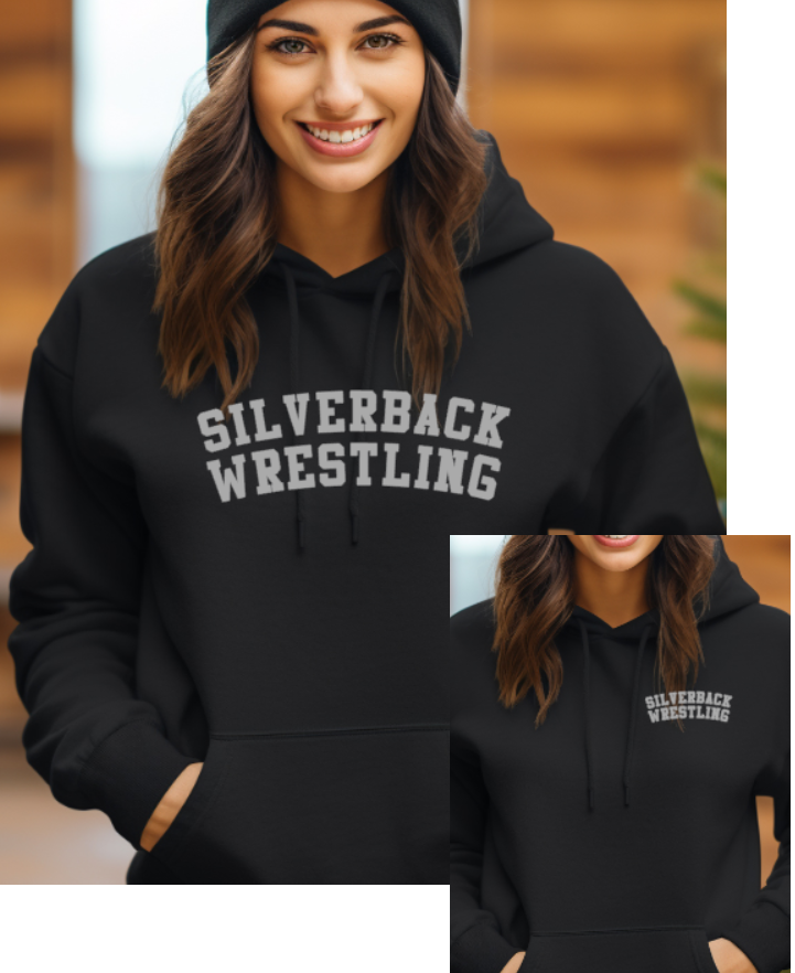 Silverback Wrestling Lettering Hooded Sweatshirt - Youth to adult sizes - customize yours today!